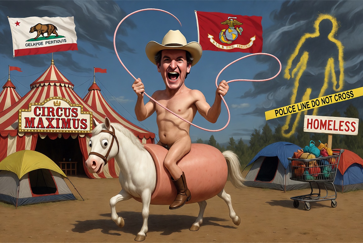Gavin Newsom's Wild Bologna White Pony Ride: A Satirical Spin on the Chronicle of the Absurd Odyssey That is Gavin Newsom
