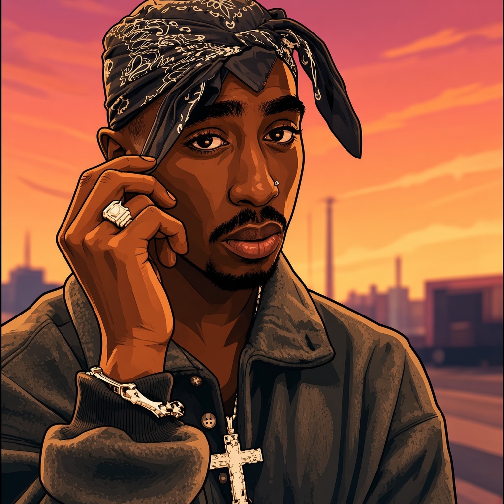 Illustration of tupac shakur in his little gay bunny ears having bandana, a pierced nose and a gay look on his face. It's drawn in a GTA art style. Illustration of tupac shakur in his little gay bunny ears having bandana, a pierced nose and a gay look on his face. It's drawn in a GTA art style.