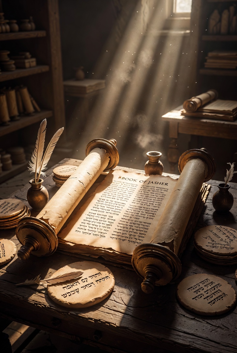 Ancient scrolls representing the lost books mentioned in the Bible: Book of Jasher, Wars of the Lord, and royal annals Ancient scrolls representing the lost books mentioned in the Bible: Book of Jasher, Wars of the Lord, and royal annals